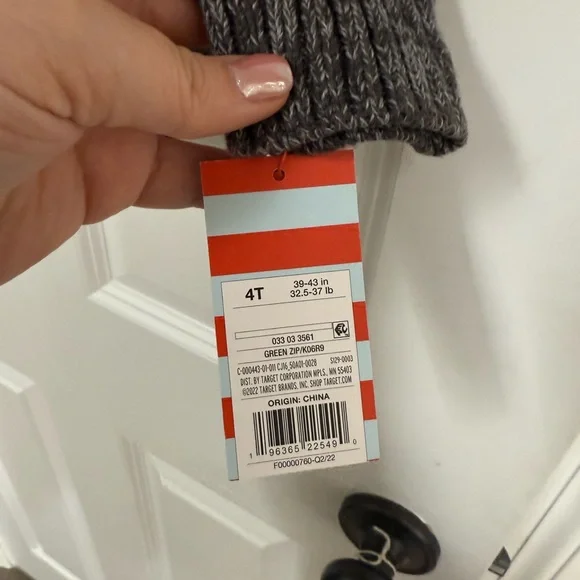 Cat & Jack Green and Gray Knit Puffer Jacket - Picture 3 of 4